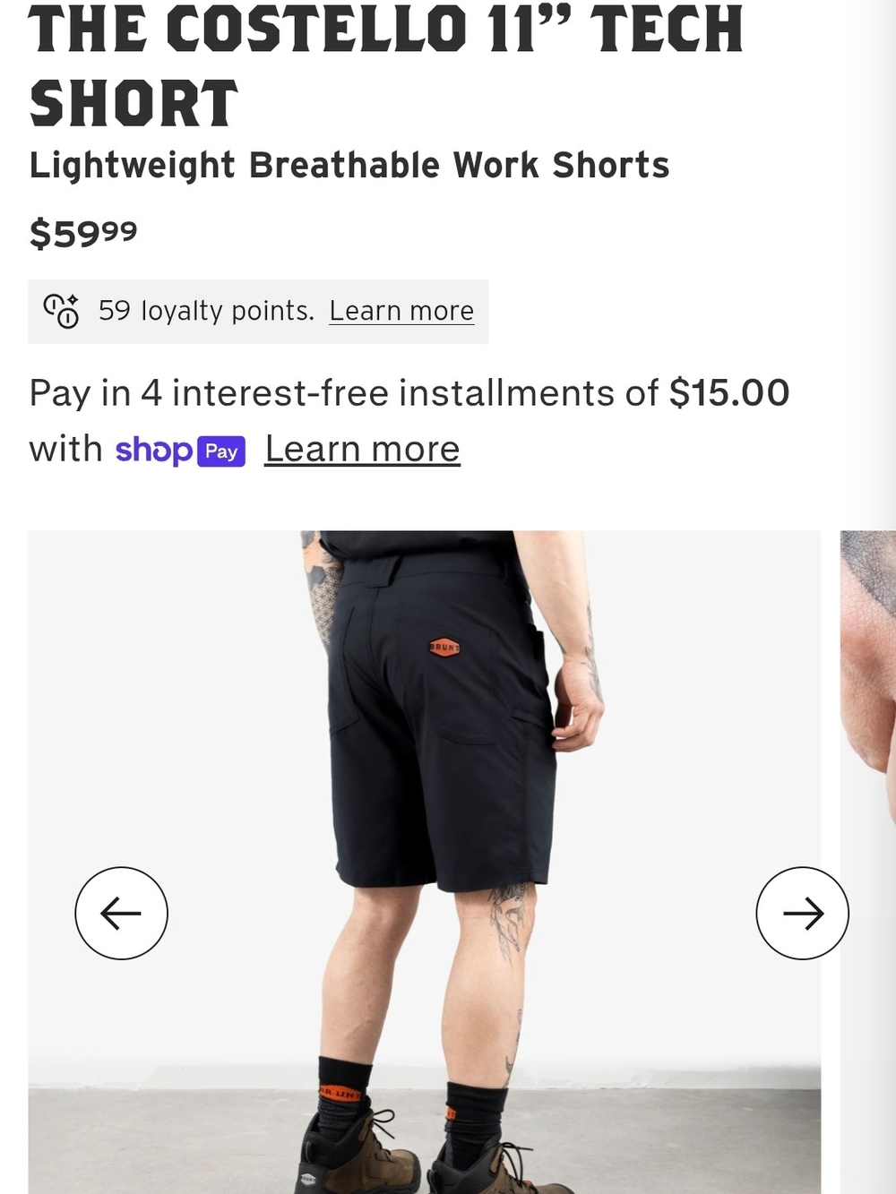 NWT Brunt Workforce 11" Tech Short - Charcoal Size 42